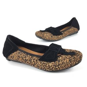 Bernie Mev. Animal Print Knot Tassel Woven Flats